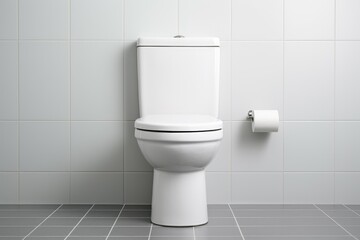 White minimalist toilet wall paper. Generate Ai