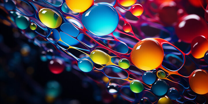 abstract multicolored liquid drops. Generative AI