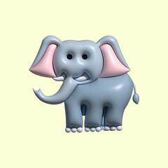 3D Cute Animal Asset with Light Background