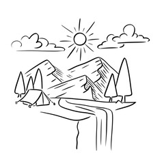 Raster Illustration, road, travel, Camping