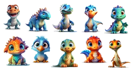 Deurstickers cute little dinosaurs clipart sticker, isolated, generated ai © weissdesign