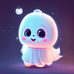 Fototapeta premium Cute Halloween Ghost. Generative AI