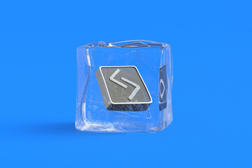 Jara rune in ice cube. 3d illustration