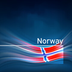 Norway flag background. Abstract norwegian flag in the blue sky. National holiday card design. Business brochure design. State banner, norway poster, patriotic cover, flyer. Vector illustration