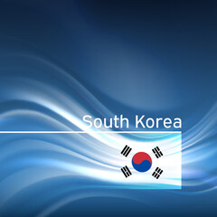 South korea flag background. Abstract south korean flag in the blue sky. National holiday card design. State banner, korea poster, patriotic cover, flyer. Business brochure. Vector design