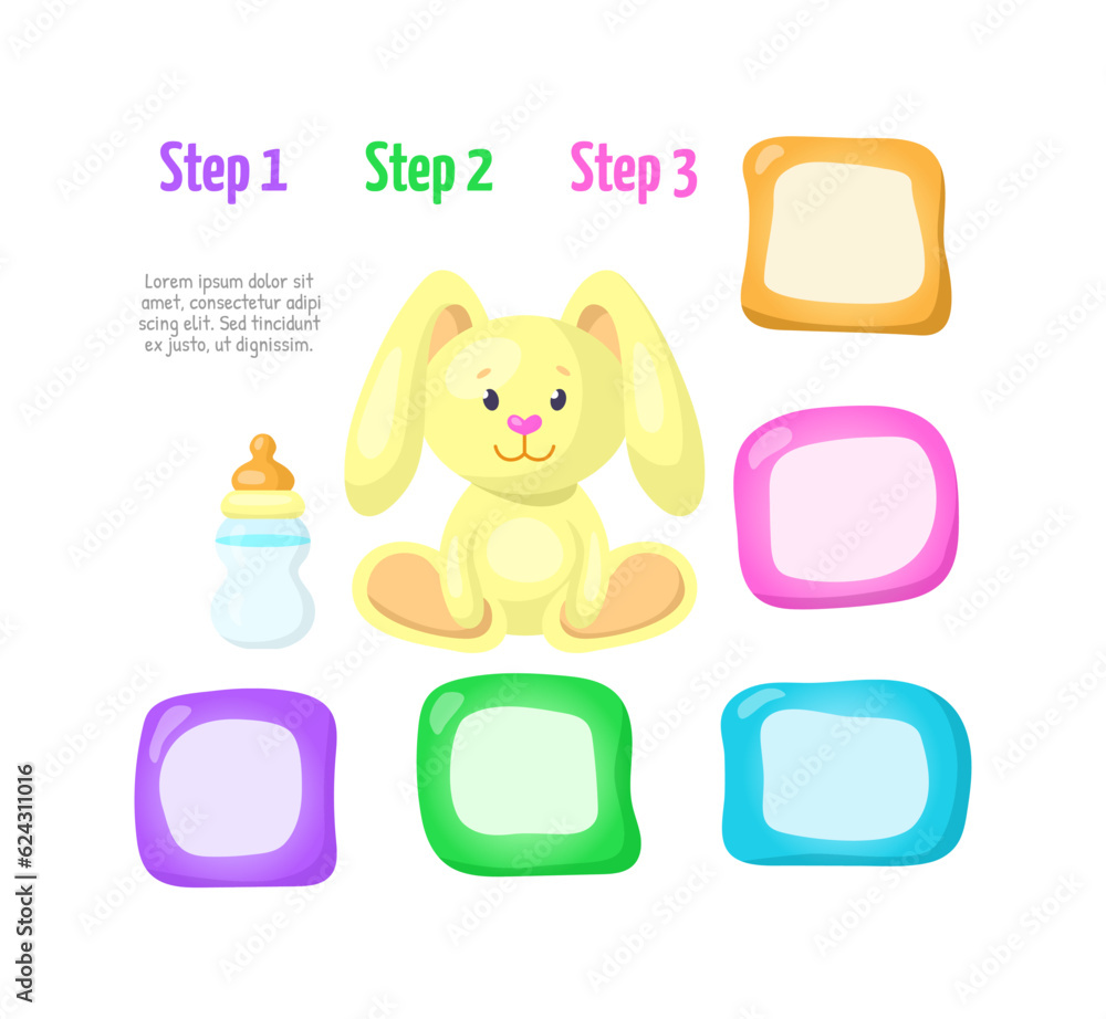 Poster newborn baby care infographic chart design element set. abstract vector symbols for infochart with b