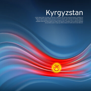 Kyrgyzstan flag background. Abstract kyrgyz flag in the blue sky. National holiday card design. State banner, kyrgyzstan poster, patriotic cover, flyer. Business brochure design. Vector illustration