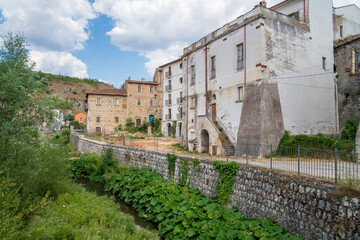 Fototapeta na wymiar Views of the town of Pescina, L'Aquila, Abruzzo, Italy