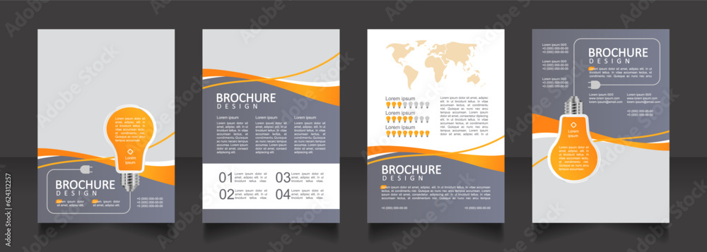 Poster electricity consumption optimization blank brochure design. template set with copy space for text. p