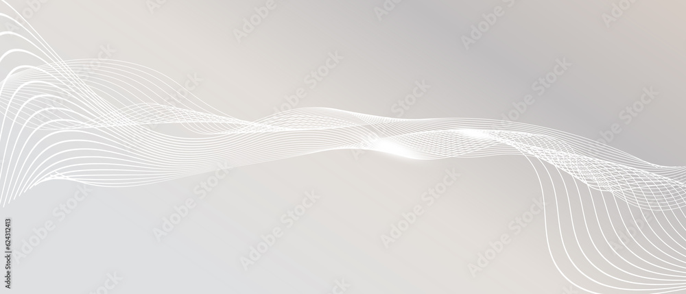 Poster grey white abstract background with flowing particles
