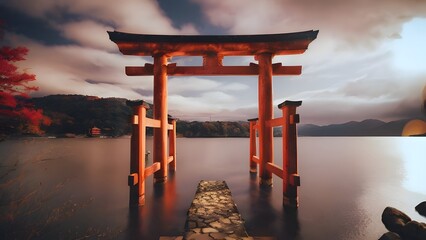 torii entrance in line up hill - ai generated - 624312623