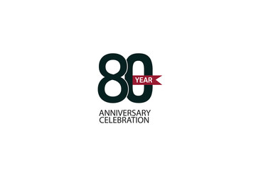  80th, 80 years, 80 year anniversary celebration Black Line. logotype isolated on White background for celebration, invitation card, and greeting card-Vector