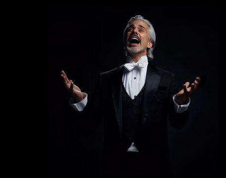 AI generated image of male singing in opera