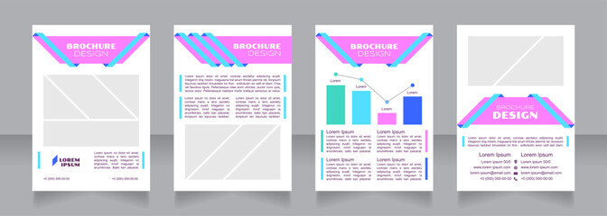Economic models types blue blank brochure design. Template set with copy space for text. Premade corporate reports collection. Editable 4 paper pages. Syncopate, Poller One, Arial Regular fonts used