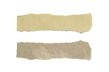 Brown paper ripped, collection real brown paper torn or ripped pieces of paper in white background