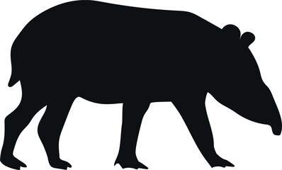 Tapir silhouette isolated on white background. Vector illustration