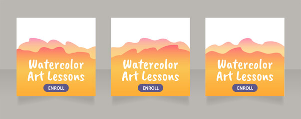 Art school education web banner design template. Vector flyer with text space. Advertising placard with customized copyspace. Printable poster for advertising. Caveat Brush, Calibri fonts used