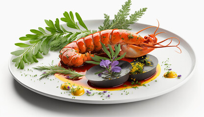 lobster in a white plate. Generative AI