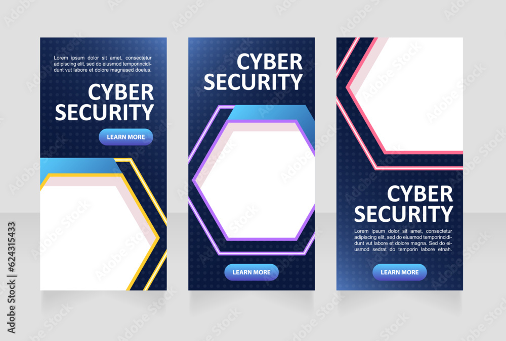 Poster innovations in cyber security web banner design template. vector flyer with text space. advertising 