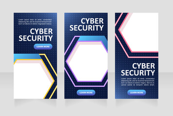 Innovations in cyber security web banner design template. Vector flyer with text space. Advertising placard with customized copyspace. Printable poster for advertising. Calibri, Arial fonts used