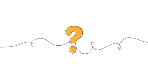 Question mark one line style. Choosing decision concept illustration - obrazy, fototapety, plakaty