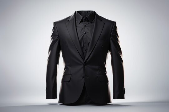 Black suit on a mannequin on a white background. 3d rendering