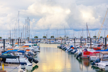Yachts and boats at harbor in Arcachon France