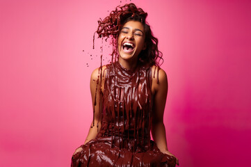 AI generated image of woman covered in chocolate