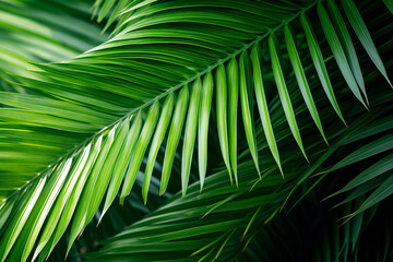 Obraz na płótnie Canvas Lush and vibrant palm leaves, showcasing their intricate patterns.