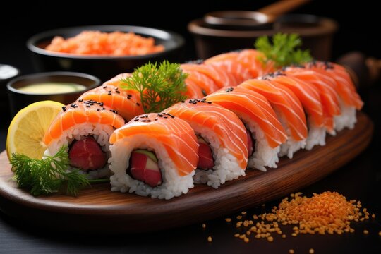 Sushi Asian food. Generative AI