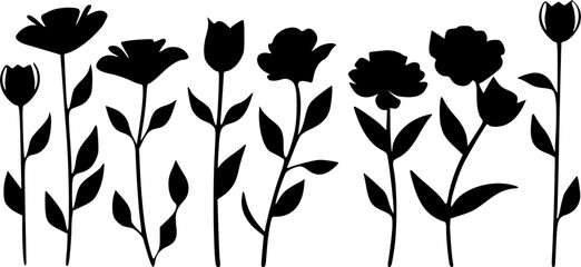 silhouettes of flowers vector