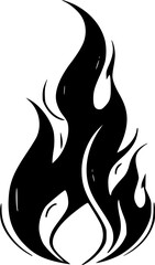 black vector of a burning flame on white background