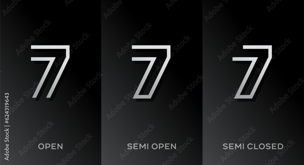 Poster set of number 7 logo icon design template elements