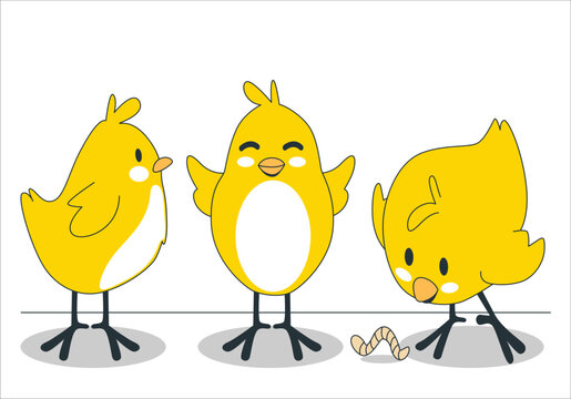 Set of cute cartoon chickens for easter design. Vector illustration. Set of three cute yellow Easter chickens isolated on a white background. 2016