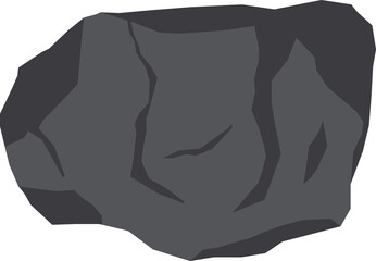 Black coal specimen. Sedimentary rock illustration.