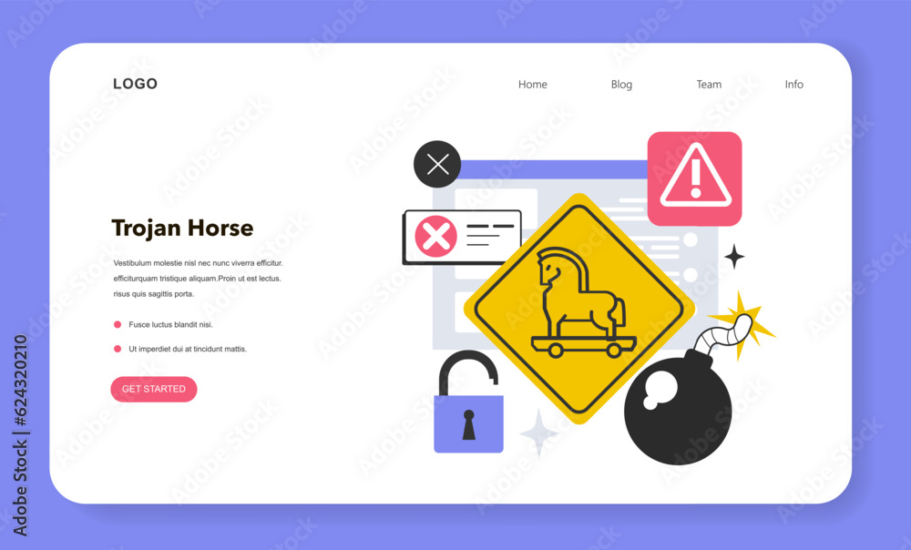 Canvas Prints trojan horse virus web banner or landing page. hacker hides a malware