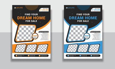 Real Estate Flyer, Corporate Real Estate Template, Unique Flyer Design, Vector Flyer, Print Ready Template, Home Selling Advertisement, Editable Home sale Flyer Template.