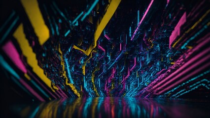 abstract futuristic background multicolor neon artificial intelligence