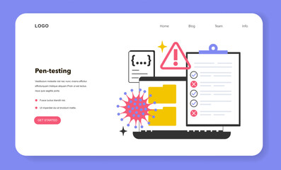Pentesting web banner or landing page. Cyber or web security technology.