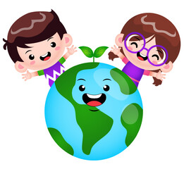 Children Having Fun Around The Earth