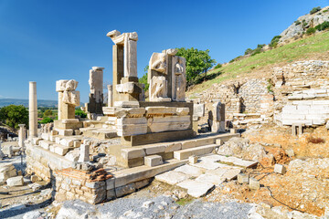 View of ruins in Ephesus (Efes), Izmir Province, Turkey.