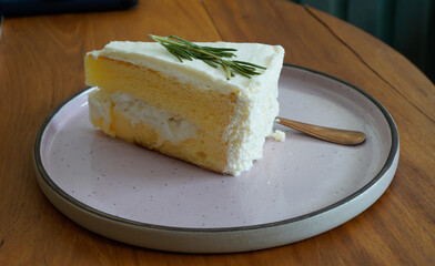 Young coconut cake, soft texture, delicious, smooth taste.