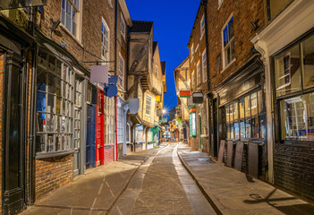 Fototapeta na wymiar York shambles alley sunset dusk, York Englsnd UK