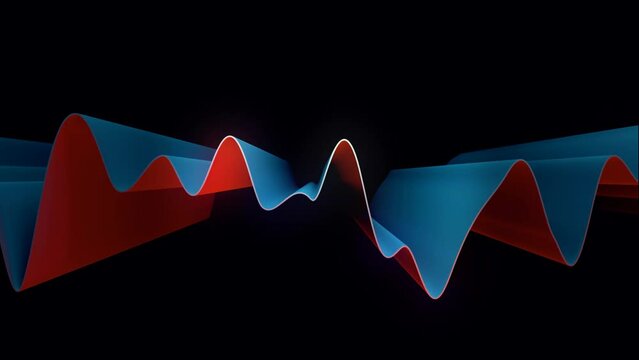 Running growing and falling graph, red and blue motion design 3d visualization on black background