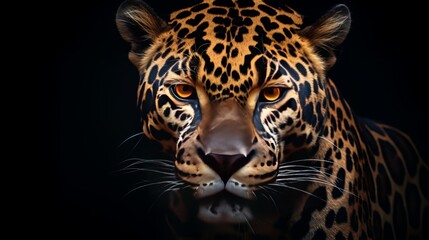 Fototapeta na wymiar Jaguar with a black background Generative AI