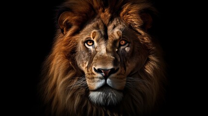 Fototapeta premium Lion king isolated on black Generative AI