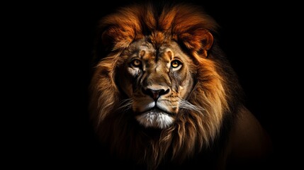 Lion king isolated on black Generative AI