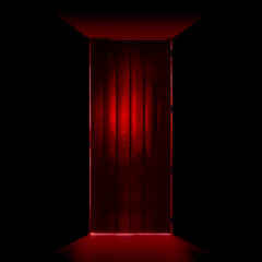 Gate to hell concept: red hot glowing door background - entrance to hell-fire, symbol for sins, end...