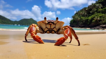 Fototapeta na wymiar Wonderful crab on Sancho Beach in Fernando de Noronha Island Generative AI