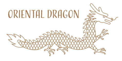 Oriental Traditional Chinese dragon in line art style